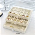  3 Çekmeceli Bölmeli Şeffaf Kadife Mücevher Takı Kutusu Küpe Yüzük Kolye Düzenleyici Organizer