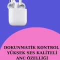 BUĞZ 3 Kordonlu Dokunmatik Ekran Akıllı Saat ve 2.Nesil Kablosuz Bluetooth Kulaklık ANC/ENC - BUĞZ