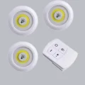 BUĞZ 3 Lü Pilli Kablosuz Led Spot Lamba Seti Kumandalı Kolay Montaj Aydınlatma - BUĞZ