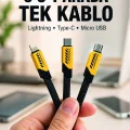 BUĞZ 3lü Şarj Kablosu Hızlı Şarj Destekli Dayanıklı Örgü USB Kablo