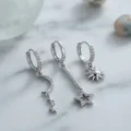 BUĞZ 3 lü Set Ay Yıldız ve Güneş Model Gümüş Renk Kadın Küpe