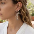 BUĞZ 3 lü Set Ay Yıldız ve Güneş Model Gümüş Renk Kadın Küpe