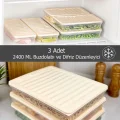  3lü Set Buzluk Buzdolabı Difriz Organizeri Mikrodalgaya Uygun Hava Almaz Saklama Kabı