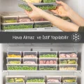 3lü Set Buzluk Buzdolabı Difriz Organizeri Mikrodalgaya Uygun Hava Almaz Saklama Kabı