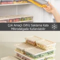  3lü Set Buzluk Buzdolabı Difriz Organizeri Mikrodalgaya Uygun Hava Almaz Saklama Kabı