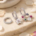 BUĞZ 3 lü Set Gümüş Renk Çiçek Model Küpe