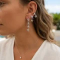 BUĞZ 3 lü Set Gümüş Renk Deniz Yıldızı Model Küpe