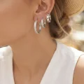 BUĞZ 3 lü Set Gümüş Renk Halka Model Küpe