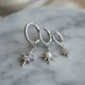 BUĞZ 3 lü Set Küpe Gümüş Renk Kutup Yıldızı Model