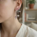 BUĞZ 3 lü Set Küpe Gümüş Renk Kutup Yıldızı Model