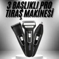  3lü Set Saç Sakal Kesme Traş Makinesi Burun Kılı Alma Tıraş Makinesi
