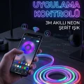 BUĞZ 3 Metre RGB Neon LED Şerit Işık Su Geçirmez Kumandalı ve Uygulama Kontrollü Dekoratif Aydınlatma