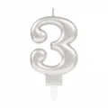 BUĞZ 3 Rakam Mum Gümüş Renk