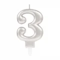 BUĞZ 3 Rakam Mum Gümüş Renk