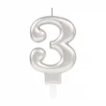 BUĞZ 3 Rakam Mum Gümüş Renk Bx40