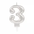 BUĞZ 3 Rakamı Mum Gümüş Renk