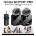 BUĞZ 3ü 1 Arada Kablosuz Yaka Mikrofonu Seti ile Type-C, Lightning ve Jack Girişli Cihazlarda Kayıt