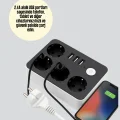 BUĞZ 3 USB Çıkışlı 4’lü Akıllı Priz 2500W 2 Metre Kablo - BUĞZ