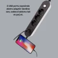  3 USB Çıkışlı Hızlı Şarjlı Anahtarlı Üçlü Priz
