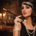 BUĞZ 30 cm Siyah Payetli Sigara Tutacağı – 1920’ler Gatsby Parti Aksesuarı