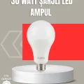 BUĞZ 30W Şarjlı LED Ampul E27 Duy %80 Enerji Tasarruflu Soğuk Beyaz