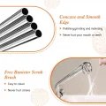 BUĞZ 31 cm Ekstra Uzun Paslanmaz Çelik Pipet Seti – 3 Parça (Eğri + Düz + Fırça)