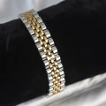 BUĞZ 316L Çelik 12 mm Kalınlıkta Gold ve Gümüş Renkli Erkek Bileklik