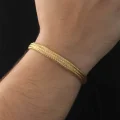 BUĞZ 316L Çelik Altın Renk Hasır Görünüm Erkek Bileklik - Lisinya