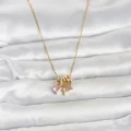 BUĞZ 316L Çelik Gold Pembe Zirkon Taşlı Charmlı Kadın Kolye