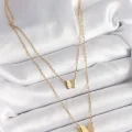 BUĞZ 316L Çelik Gold Renk 2Li Simli Kelebek Model Kadın Kolye - Lisinya