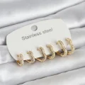 BUĞZ 316L Çelik Gold Renk 6lı Set Kalp Form Kadın Küpe