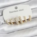 BUĞZ 316L Çelik Gold Renk 6lı Set Zirkon Taşlı Halka Model Kadın Küpe