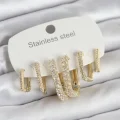 BUĞZ 316L Çelik Gold Renk 6lı Set Zirkon Taşlı Kadın Küpe
