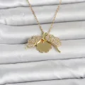 BUĞZ 316L Çelik Gold Renk Açılabilir Yonca Model Zirkon Taşlı Kadın Kolye - BUĞZ