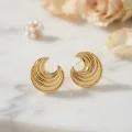 BUĞZ 316L Çelik Gold Renk Ay Model Kadın Küpe