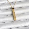 BUĞZ 316L Çelik Gold Renk Ayetel Kürsi Yazılı Bar Çubuk Kolye