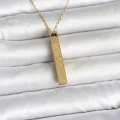 BUĞZ 316L Çelik Gold Renk Ayetel Kürsi Yazılı Bar Çubuk Kolye - BUĞZ