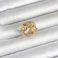 BUĞZ 316L Çelik Gold Renk Başak Figür Kadın Yüzük