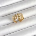 BUĞZ 316L Çelik Gold Renk Başak Form Kadın Yüzük