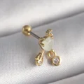 BUĞZ 316L Çelik Gold Renk Beyaz Mineli Kalp Sallantı Zirkon Taşlı Tragus Piercing