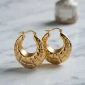 BUĞZ 316L Çelik Gold Renk Bohem Halka Model Küpe - BUĞZ