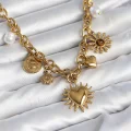 BUĞZ 316L Çelik Gold Renk Charmlı Model Kadın Kolye