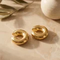 BUĞZ 316L Çelik Gold Renk Çiftli Earcuff Küpe