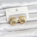 BUĞZ 316L Çelik Gold Renk Deniz Kabuğu Model Kadın Küpe