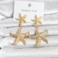 BUĞZ 316L Çelik Gold Renk Deniz Yıldızı Model Kadın Küpe