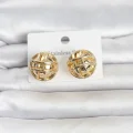 BUĞZ 316L Çelik Gold Renk Desenli Top Model Kadın Küpe