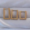 BUĞZ 316L Çelik Gold Renk Dikdörtgen Küpe Seti