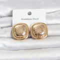 BUĞZ 316L Çelik Gold Renk Düğme Model Kadın Küpe