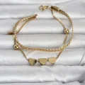 BUĞZ 316L Çelik Gold Renk Ezme Zincir ve Kalpli Kadın Bileklik