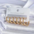 BUĞZ 316L Çelik Gold Renk Halka Model Kadın Küpe Seti
